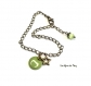 Bracelet  sequin verre étoile tons vert bouteille - apprêts bronze 