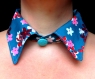 Textile necklace - collier textile col de chemise bleu et rose 