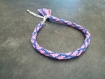 Bracelet kumihimo bleu/rose avec pampille - ref bk003 