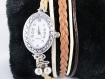 Bracelet montre multi rangs - couleur café, crème marron - ref bm006 