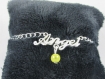Bracelet chaine à maillons "angel et perle magique vert" en métal argenté 