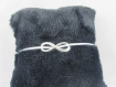 Bracelet " infini, coton ciré gris ", avec tour de poignet réglable 