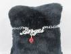 Bracelet chaine à maillons "angel et perle magique rouge" en métal argenté 
