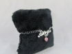 Bracelet chaine à maillons "angel et perle magique rose" en métal argenté 
