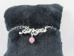 Bracelet chaine à maillons "angel et perle magique rose" en métal argenté 