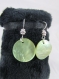 Boucles d'oreilles - nacre jade - pastilles coquillages - crochets avec coupelles 