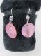 Boucles d'oreilles - nacre rose - pastilles coquillages - crochets avec coupelles 