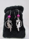 Boucles d'oreilles "perruches & perles magiques roses" 
