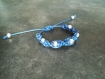Bracelet macramé bleu marine et perles argentées - bm001 