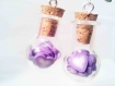 Boucles d'oreilles "cœurs violets & fiole bulle" 