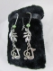Boucles d'oreilles en métal argenté " notes de musique & perle jade " 