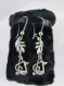 Boucles d'oreilles en métal argenté " notes de musique & perle jade " 