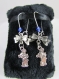 Boucles d'oreilles en métal argenté " ourson, fleurs et bleu " 