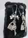 Boucles d'oreilles en métal argenté " cadenas & clefs " 