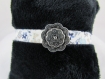 Bracelet " liberty bleu et fleurs ", avec tour de poignet réglable - ref bl017 