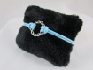 Bracelet cordon coton ciré turquoise " tresse ronde ", avec tour de poignet réglable 