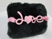 Bracelet en coton ciré rose "love", avec tour de poignet réglable 