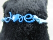 Bracelet en coton ciré bleu "love", avec tour de poignet réglable 