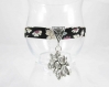 Bracelet froufrou, couleur noir, " fleur ", avec tour de poignet réglable - ref bl026 