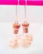 Boucles d'oreilles dormeuses " fiole coeur & fleurs rose/blanche" 