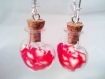 Boucles d'oreilles "cœurs rouges & fiole coeur" 