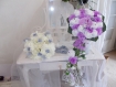 Bouquet de mariée artificiel parme et blanc 