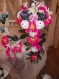 Bouquet de mariée artificiel fuchsia et gris 