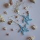 Boucles d'oreille étoile de mer bleu clair au crochet 