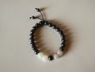 Bracelet en pierre de gemmes blanc et noir 