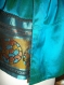 Écharpe large turquoise en soie sauvage 