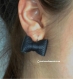 Boucles d'oreilles noeuds de cuir noirs, cadeau original. 