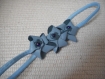 Headband rétro, vintage, fleur de cuir origami bleu pastel. 