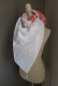 Foulard ,écharpe triangle type " shanna" coton corail et blanc. 