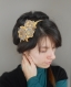 Headband rétro, romantique, fleur de cuir doré et taupe. 