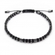 Élégant bracelet style shamballa homme perles Ø 4mm en pierre naturelle hématite fil nylon noir fait main 