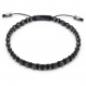Élégant bracelet style shamballa homme perles Ø 4mm en pierre naturelle hématite noir et gris mat fil nylon 