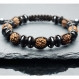Magnifique bracelet style shamballa homme perles pierre naturelle hématite 8mm bois graines rudraksha Ø 9mm 