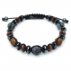 Magnifique bracelet style shamballa homme perles pierre naturelle hématite 8mm bois graines rudraksha Ø 9mm 