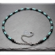 Collier homme pierre naturelle véritable turquoise stabilisée agate/onyx noir 6mm hématite 4mm métal inoxydable bijoux 
