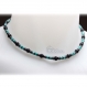 Collier homme pierre naturelle véritable turquoise stabilisée agate/onyx noir 6mm hématite 4mm métal inoxydable bijoux 