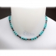 Bijoux haut de gamme magnifique collier homme/femme pierres naturelles pierres naturelles howlite couleur turquoise 5x5x3mm hématite 
