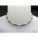 Bijoux haut de gamme magnifique collier homme/femme pierres naturelles pierres naturelles howlite couleur blanc 5x5x3mm hématite 