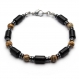 Magnifique bracelet homme/femme perles Ø 6mm pierre naturelle agate/onyx noir jaspe/jasper picasso hématite 