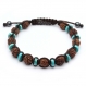 Magnifique bracelet style shamballa homme/femme perles pierre naturelle véritable turquoise stabilisée bois graines rudraksha Ø 9mm 