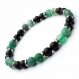 Mode tendance bracelet homme/femme perles en pierre agate vert 6mm + agate/onyx noir mat+ anneaux métal inox/inoxydable 