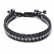 Bracelet homme style shamballa cuir vÉritable perles ovale pierre naturelle hématite 6x4mm noir p122 