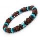 Magnifique bracelet homme/femme perles pierre naturelle véritable turquoise stabilisée bois cocotier/coco Ø 8mm les graines rudraksha 
