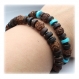 Magnifique bracelet homme/femme perles pierre naturelle véritable turquoise stabilisée bois cocotier/coco Ø 8mm les graines rudraksha 