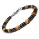 Magnifique bracelet homme/femme perles pierre naturelle jasper picasso 6mm bois cocotier/coco anneaux fermoir mousqueton métal 