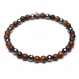 Bracelet homme/femme perles naturelle bois huanghuali marron Ø 6mm et perles hématite facette noir p117 